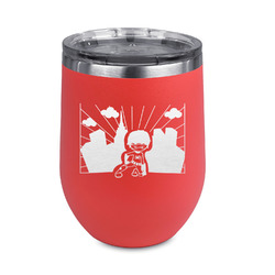 Superhero in the City Stemless Stainless Steel Wine Tumbler - Coral - Double Sided