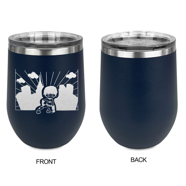 Superhero in the City Stainless Wine Tumblers - Navy - Single Sided - Approval