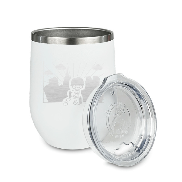 Superhero in the City Stainless Wine Tumblers - White - Double Sided - Alt View