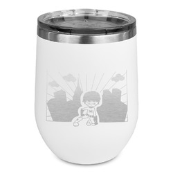 Superhero in the City Stemless Stainless Steel Wine Tumbler - White - Single Sided