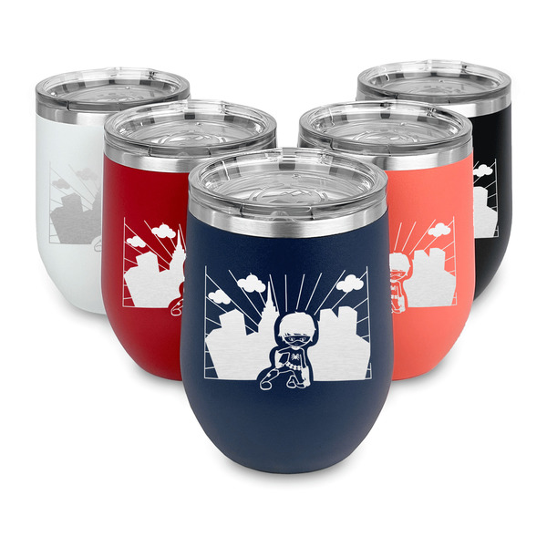 Superhero in the City Steel Wine Tumblers Multiple Colors