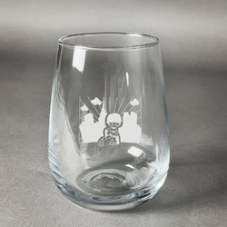 Superhero in the City Stemless Wine Glass - Engraved