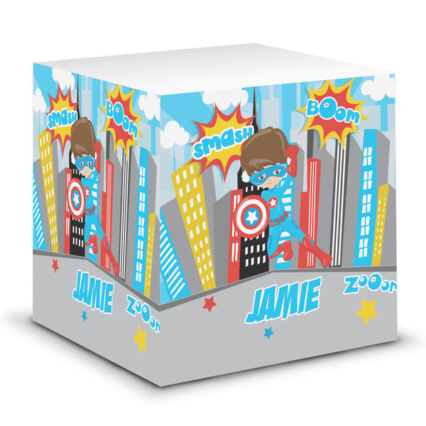 Custom Superhero in the City Sticky Note Cube (Personalized)