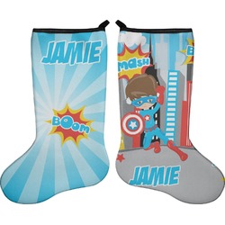 Superhero in the City Holiday Stocking - Double-Sided - Neoprene (Personalized)