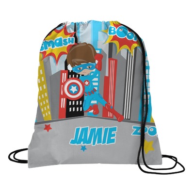 Superhero in the City Drawstring Backpack - Medium (Personalized)