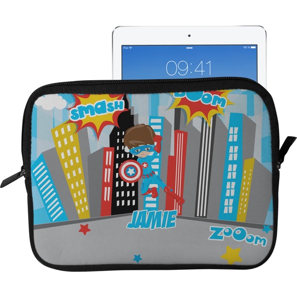 Custom Superhero in the City Tablet Case / Sleeve - Large (Personalized)