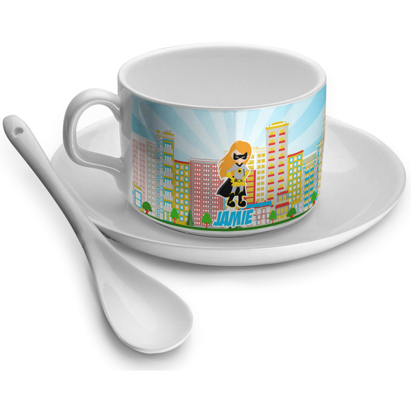 Custom Superhero in the City Tea Cup (Personalized)
