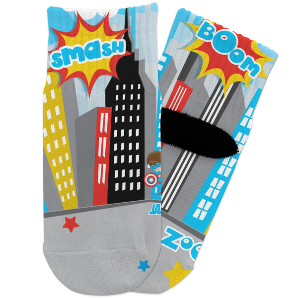 Custom Superhero in the City Toddler Ankle Socks (Personalized)