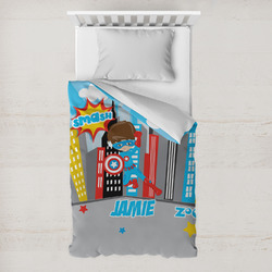 Superhero in the City Toddler Duvet Cover w/ Name or Text