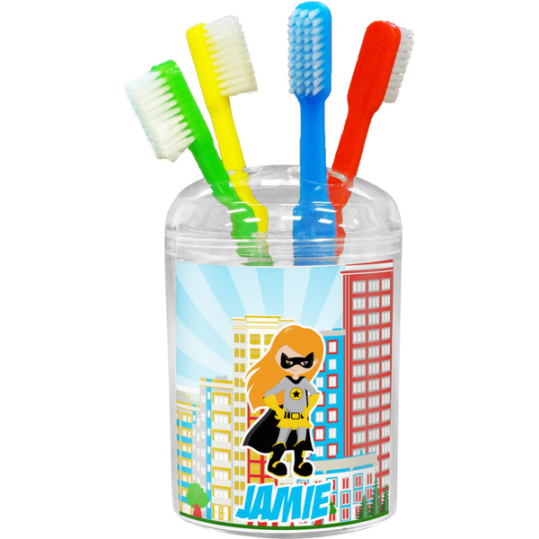 Custom Superhero in the City Toothbrush Holder (Personalized)