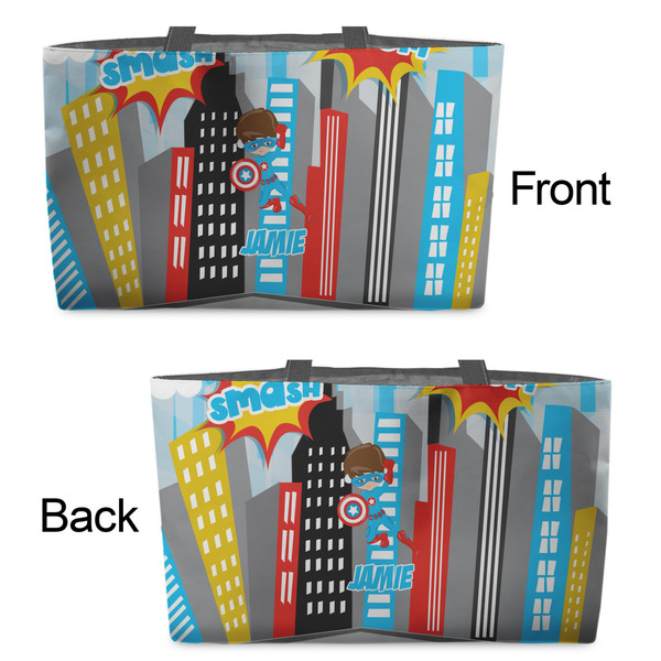 Superhero in the City Tote w/Black Handles - Front & Back Views