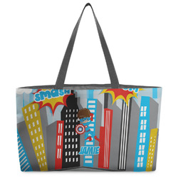 Superhero in the City Beach Totes Bag - w/ Black Handles (Personalized)
