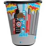 Superhero in the City Waste Basket - Single Sided (Black) (Personalized)