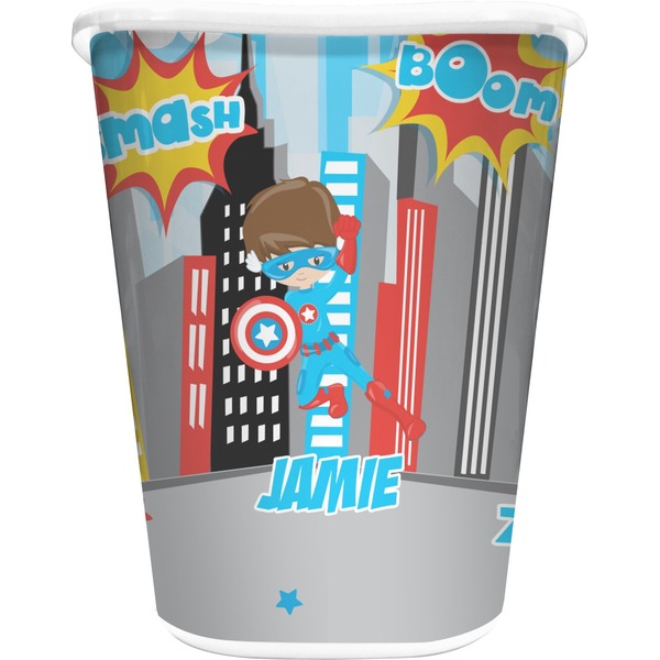 Custom Superhero in the City Waste Basket (Personalized)