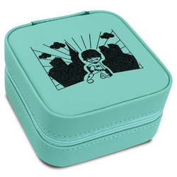 Superhero in the City Travel Jewelry Box - Teal Leather
