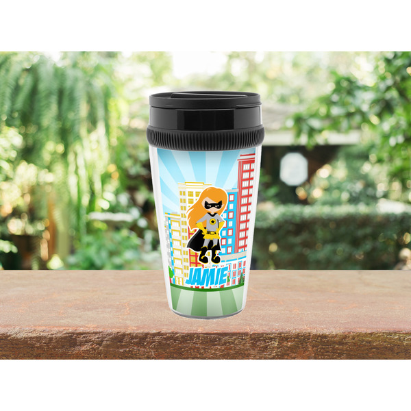 Superhero in the City Travel Mug Lifestyle (Personalized)