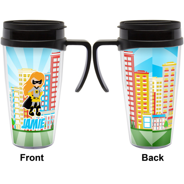 Superhero in the City Travel Mug with Black Handle - Approval