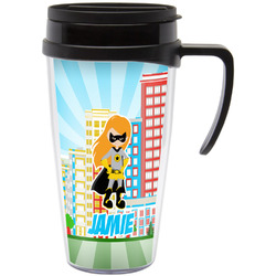 Superhero in the City Acrylic Travel Mug with Handle (Personalized)