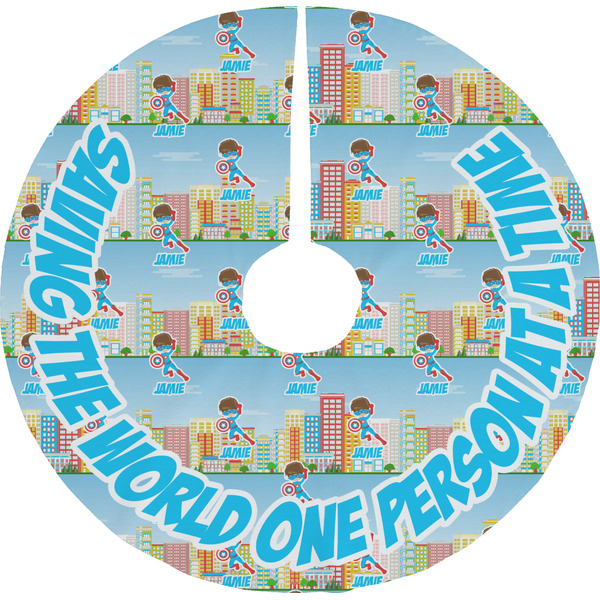 Custom Superhero in the City Tree Skirt (Personalized)