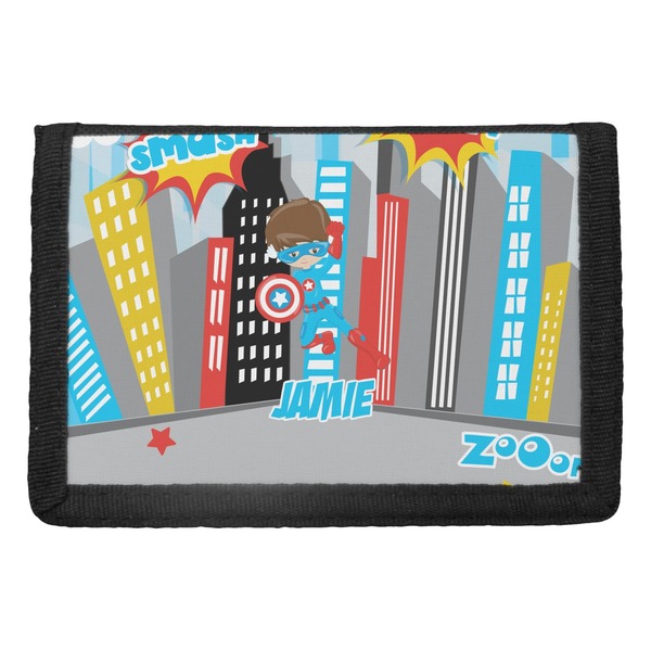 Custom Superhero in the City Trifold Wallet (Personalized)