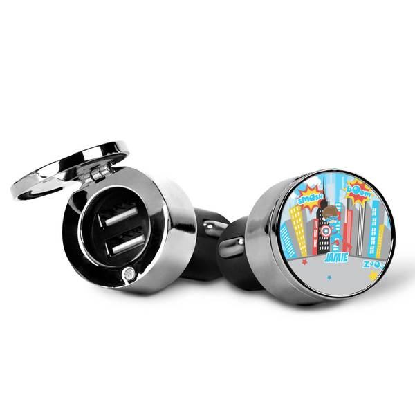 Superhero in the City USB Car Charger - Open & Closed