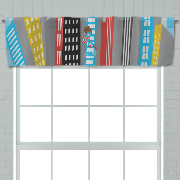 Superhero in the City Valance - Closeup on window
