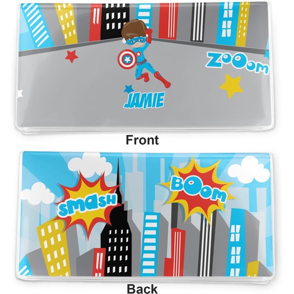 Superhero in the City Vinyl Check Book Cover - Front and Back