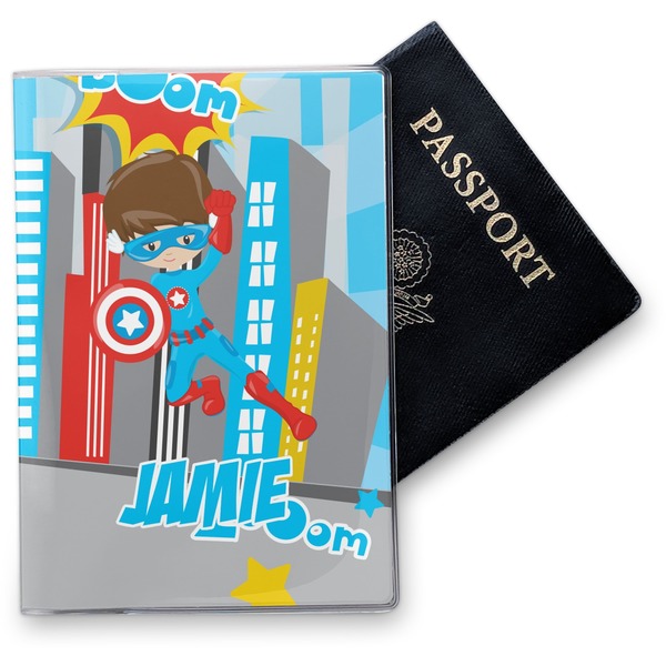 Custom Superhero in the City Vinyl Passport Holder (Personalized)