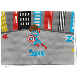 Superhero in the City Kitchen Towel - Waffle Weave (Personalized)
