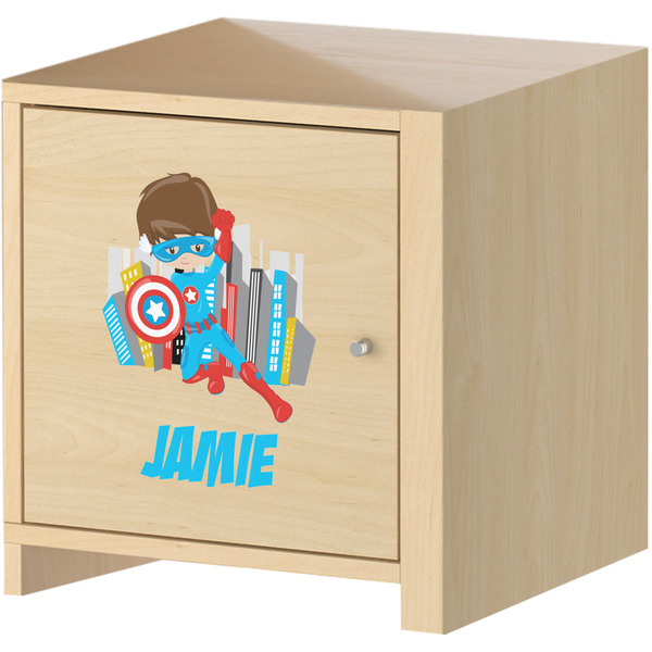 Superhero in the City Wall Graphic on Wooden Cabinet