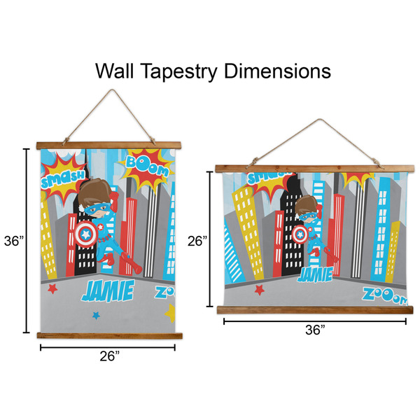 Superhero in the City Wall Hanging Tapestries - Parent/Sizing