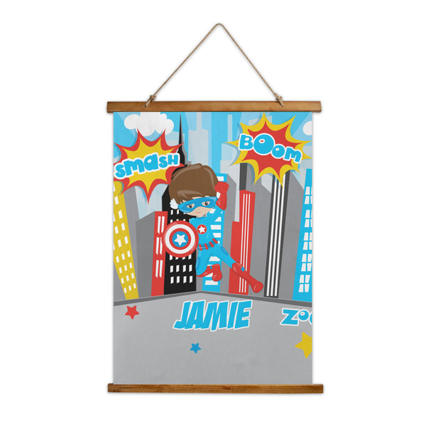 Custom Superhero in the City Wall Hanging Tapestry - Tall (Personalized)