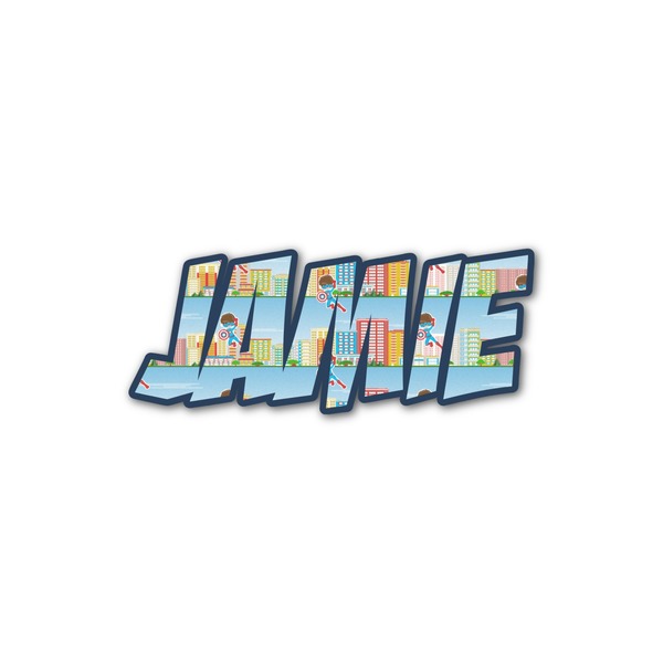 Custom Superhero in the City Name/Text Decal - Medium (Personalized)