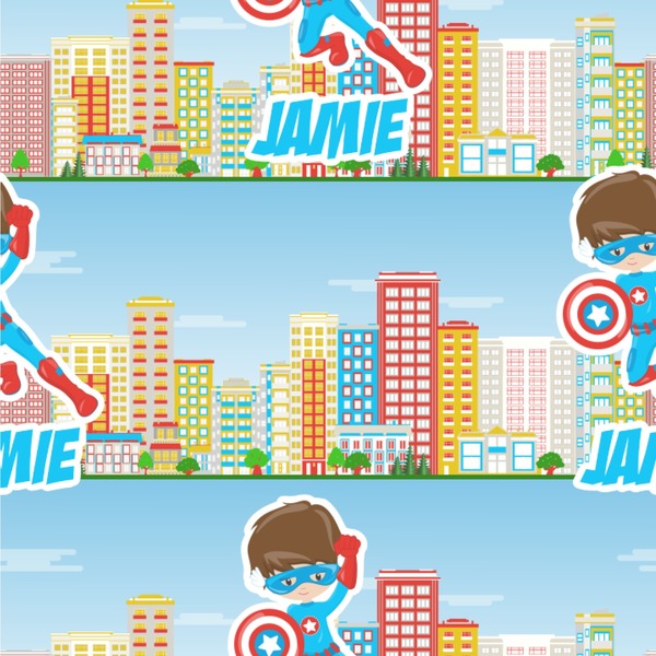 Custom Superhero in the City Wallpaper & Surface Covering (Peel & Stick 24"x 24" Sample)