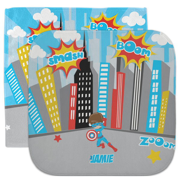 Custom Superhero in the City Facecloth / Wash Cloth (Personalized)