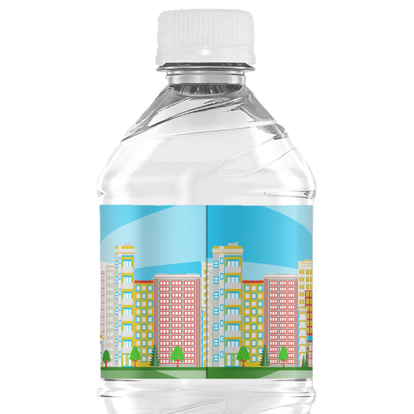 Superhero in the City Water Bottle Label - Back View
