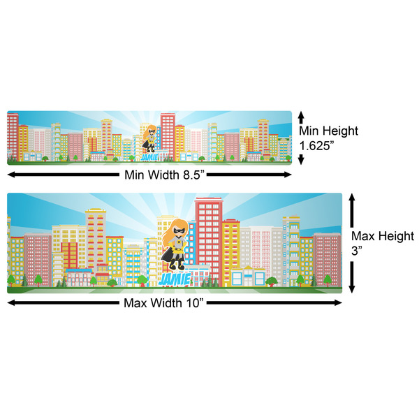 Superhero in the City Water Bottle Labels w/ Dimensions