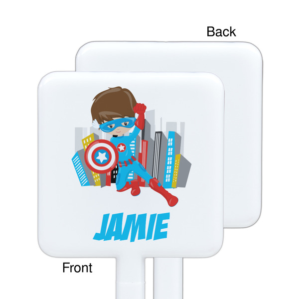 Superhero in the City White Plastic Stir Stick - Single Sided - Square - Approval