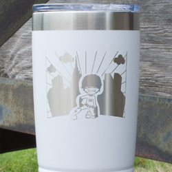 Superhero in the City 20 oz Stainless Steel Tumbler - White - Single Sided