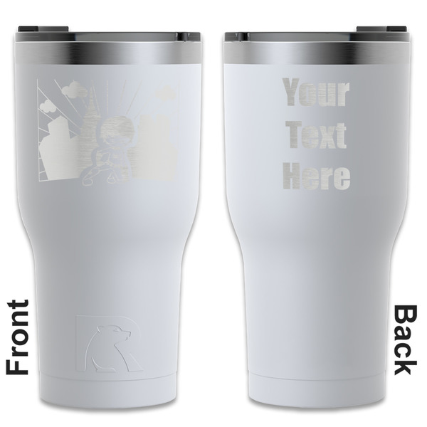Custom Superhero in the City RTIC Tumbler - White - Engraved Front & Back (Personalized)