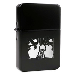 Superhero in the City Windproof Lighter - Black - Single Sided & Lid Engraved