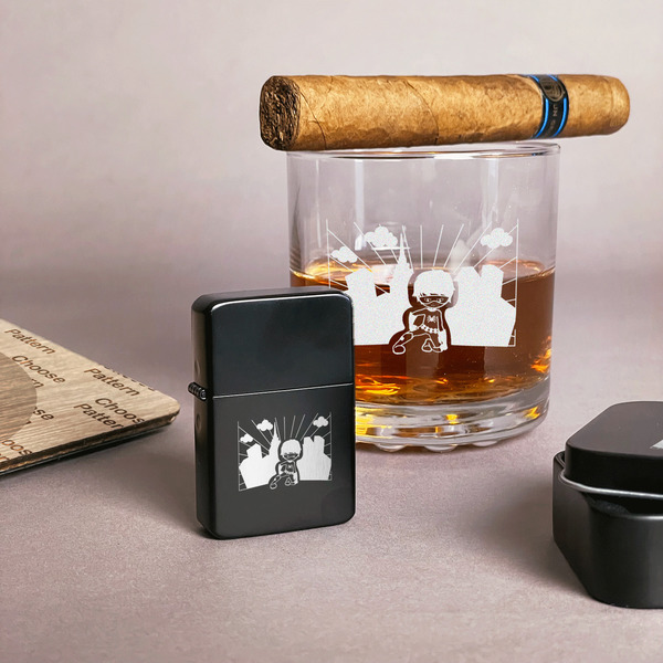 Superhero in the City Windproof Lighters - Black - In Context