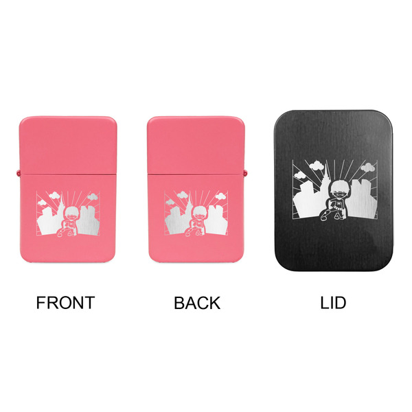 Superhero in the City Windproof Lighters - Pink, Double Sided, w Lid - APPROVAL