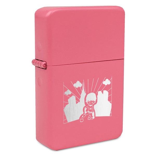 Custom Superhero in the City Windproof Lighter - Pink - Single Sided