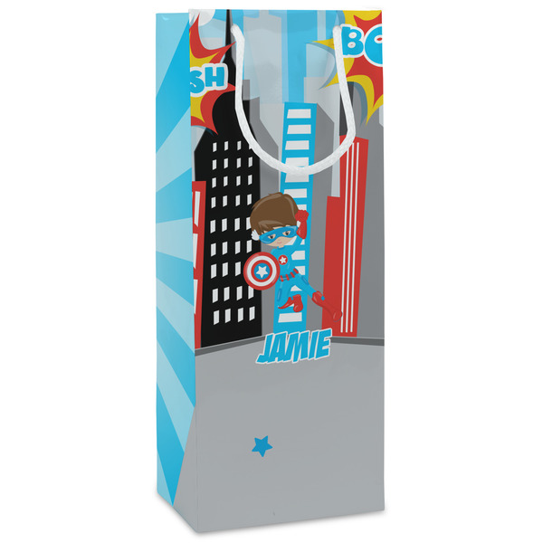 Custom Superhero in the City Wine Gift Bags - Matte (Personalized)