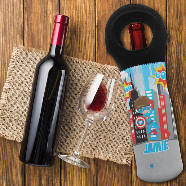Superhero in the City Wine Tote Bag - FLATLAY