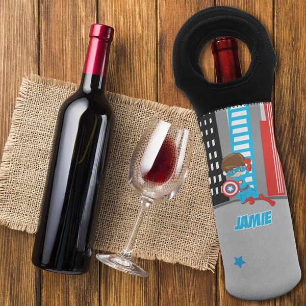 Superhero in the City Wine Tote Bag - FLATLAY