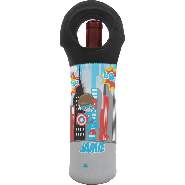 Custom Superhero in the City Wine Tote Bag (Personalized)