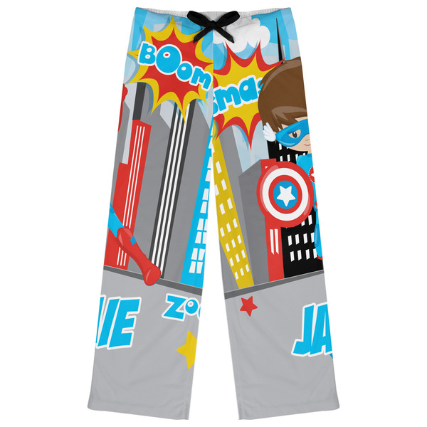 Custom Superhero in the City Womens Pajama Pants - S (Personalized)