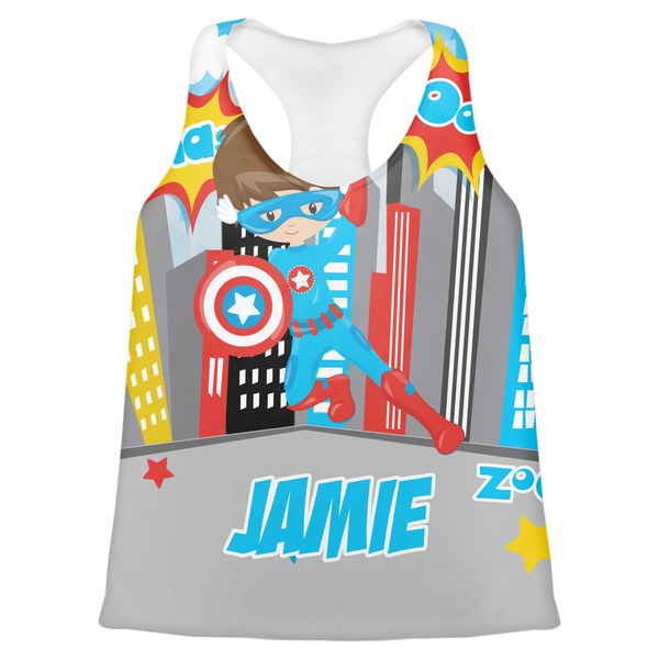 Custom Superhero in the City Womens Racerback Tank Top - X Small (Personalized)